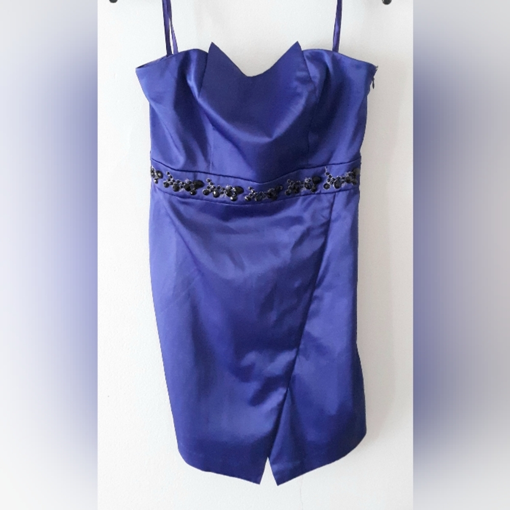 Kensie Royal Blue Satin Strapless Party Wedding Guest Graduation Dress